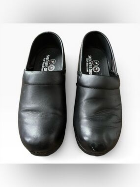 Skechers Work 76501 Black Leather Slip Resistant Clogs Shoes Women's Size 10